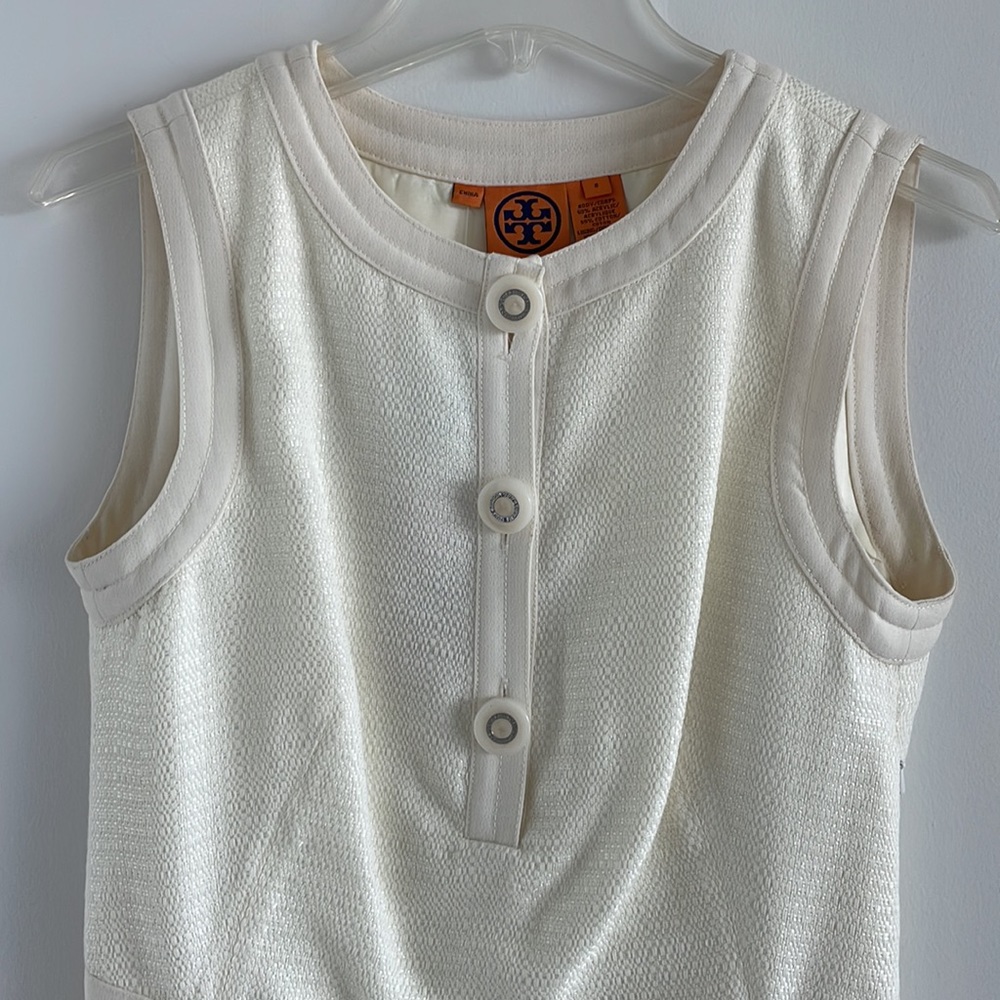 Tory Burch Ivory Sleeveless Button-Front Sheath Dress - Picture 2 of 10